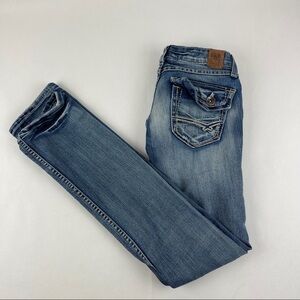 BKE Jeans Womens 24x33.5 Madison Skinny Stretch Blue Denim Flat Pockets Distress